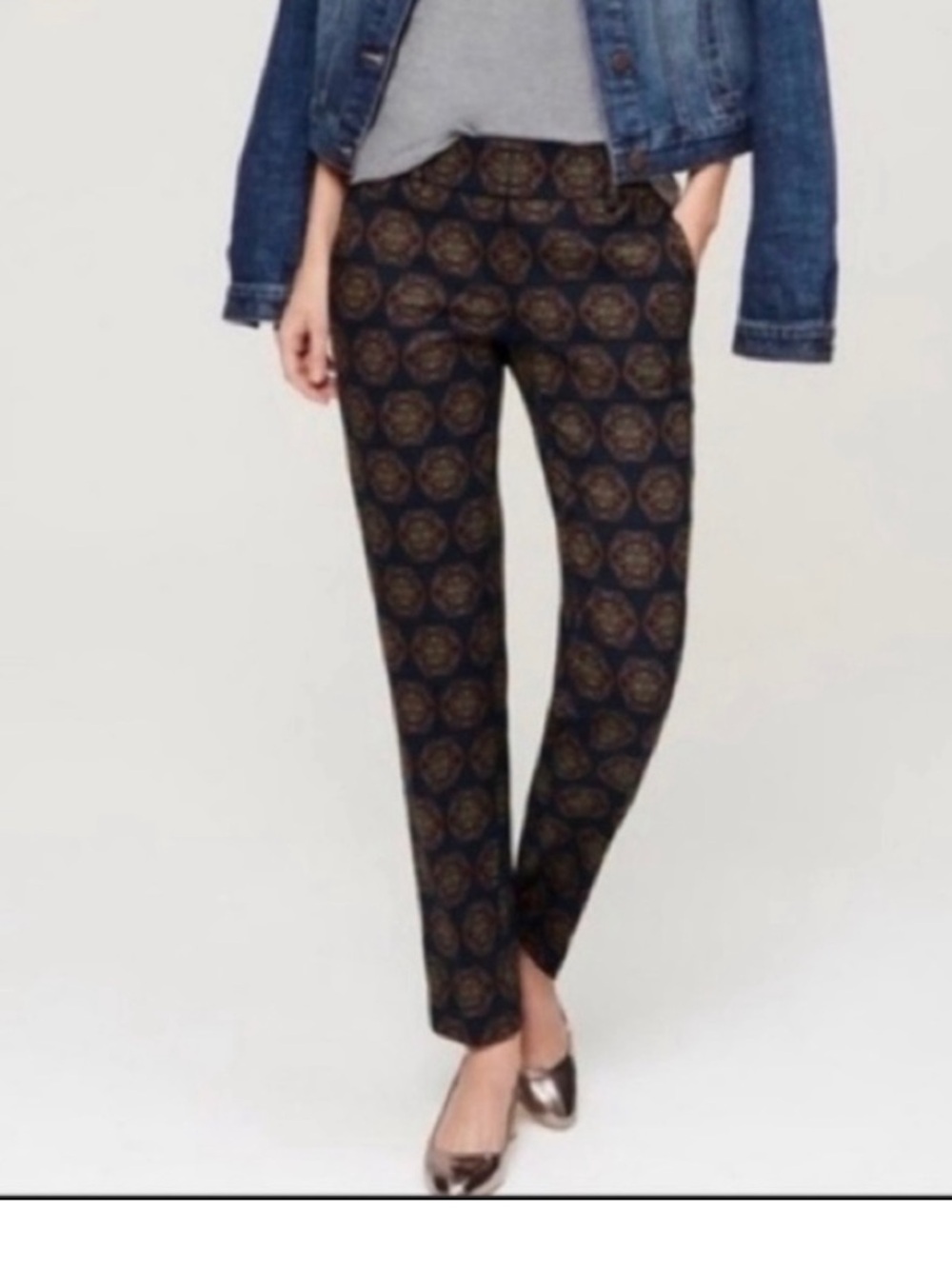 LOFT Marissa navy Printed crop Pants